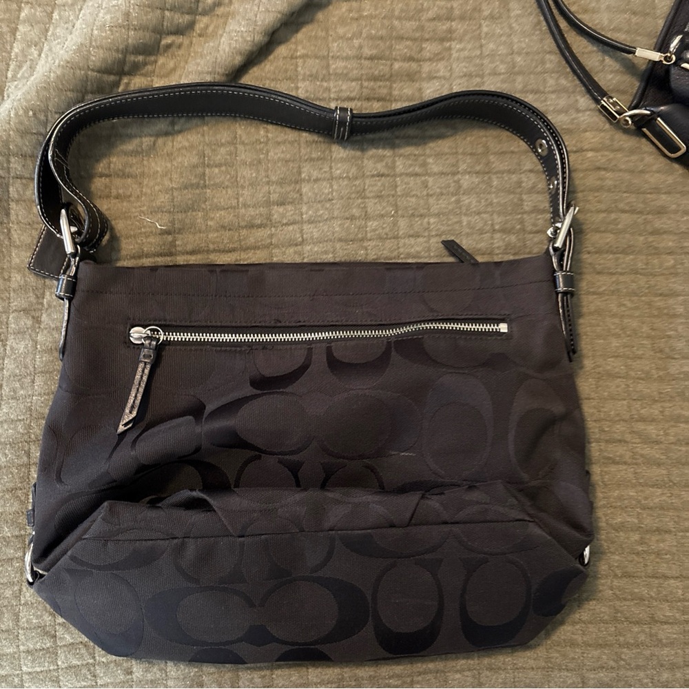 Coach Black Ruched Shoulder Bag with Adjustable Strap